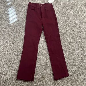 NWT mother denim jeans in burgundy color. Selling because they did not fit
